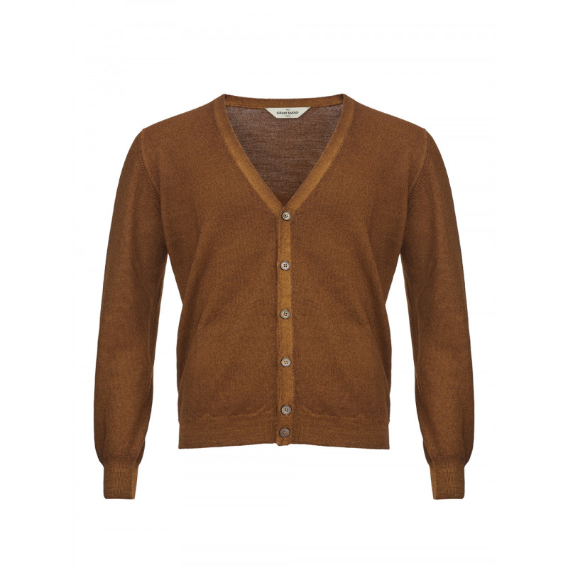Cardigan in Lana Extrafine Marrone - IT50 - M-L