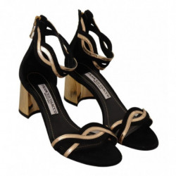 Scarpe tacco cinturino alla caviglia pelle scamosciata color oro ne