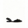 Scarpe basse con cinturino in cristallo in pelle nera - EU36.5/US6