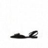 Scarpe basse con cinturino in cristallo in pelle nera - EU36.5/US6
