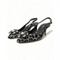 Scarpe décolleté cinturino cristallo leopardato argento - EU37/US6.5