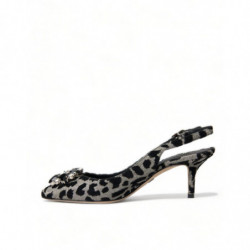Scarpe décolleté cinturino cristallo leopardato argento - EU37/US6.5