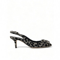 Scarpe décolleté cinturino cristallo leopardato argento - EU37/US6.5