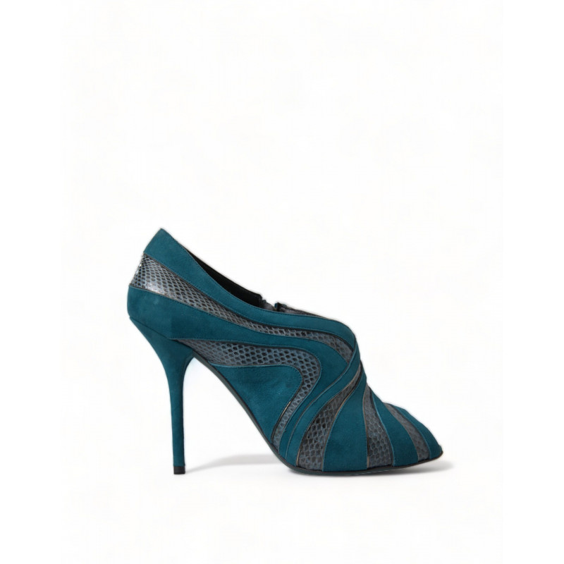 Scarpe décolleté tacco aperto pelle scamosciata verde acqua - EU40/