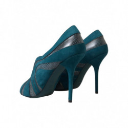 Scarpe décolleté tacco aperto pelle scamosciata verde acqua - EU40/