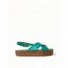 Scarpe sandalo espadrillas con plateau in pelle verde - EU39/US8.5