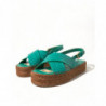 Scarpe sandalo espadrillas con plateau in pelle verde - EU39/US8.5