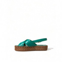 Scarpe sandalo espadrillas con plateau in pelle verde - EU39/US8.5