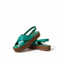 Scarpe sandalo espadrillas con plateau in pelle verde - EU39/US8.5