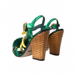 Scarpe sandali cinturino T impreziositi da foglie banana verde - EU