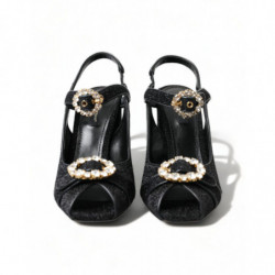 Scarpe sandali cinturino alla caviglia cristallo nero - EU38/US7.5