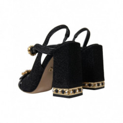 Scarpe sandali cinturino alla caviglia cristallo nero - EU38/US7.5