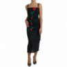 Abito aderente tubino elasticizzato con rose nere - IT46-XL