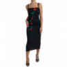 Abito aderente tubino elasticizzato con rose nere - IT46-XL