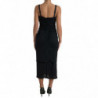 Abito aderente tubino elasticizzato con rose nere - IT46-XL