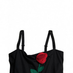 Abito aderente tubino elasticizzato con rose nere - IT46-XL