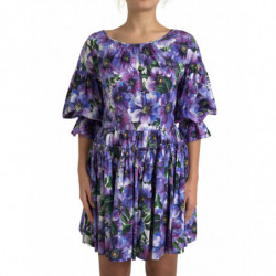 Abito a trapezio in cotone elasticizzato viola anemone - IT44 - L