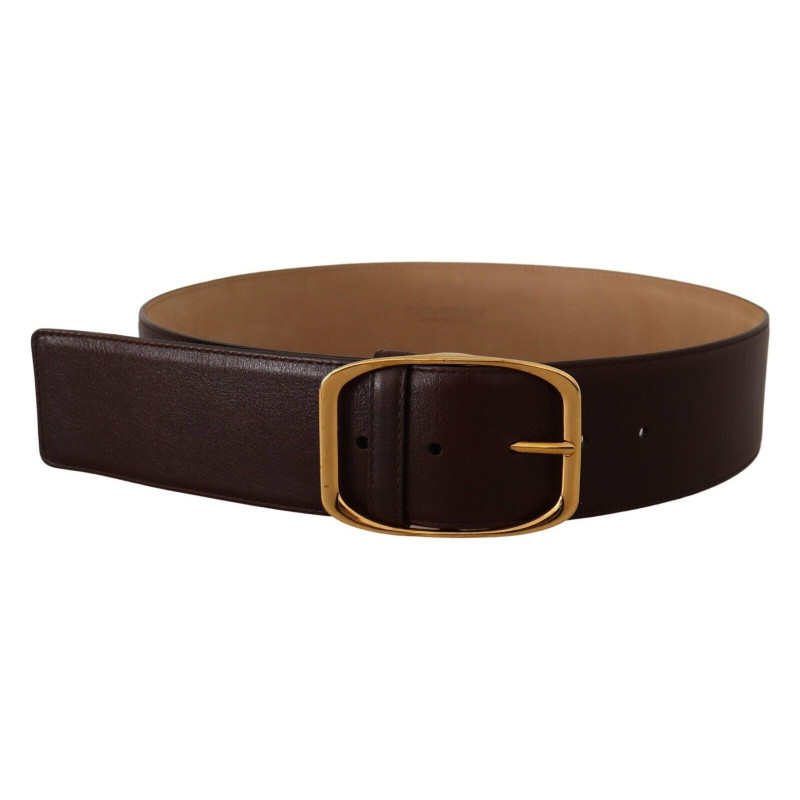 Cintura fibbia metallo dorato pelle marrone scuro - 75 CM / 30 INCHES