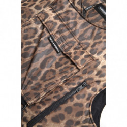 Abbigliamento sportivo senza maniche seta leopardata marrone - IT48