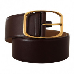 Cintura fibbia metallo dorato pelle marrone scuro - 75 CM / 30 INCHES