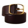 Cintura fibbia metallo dorato pelle marrone scuro - 75 CM / 30 INCHES