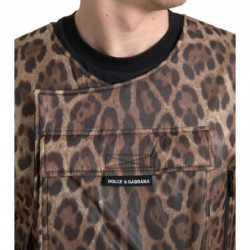 Abbigliamento sportivo senza maniche seta leopardata marrone - IT46
