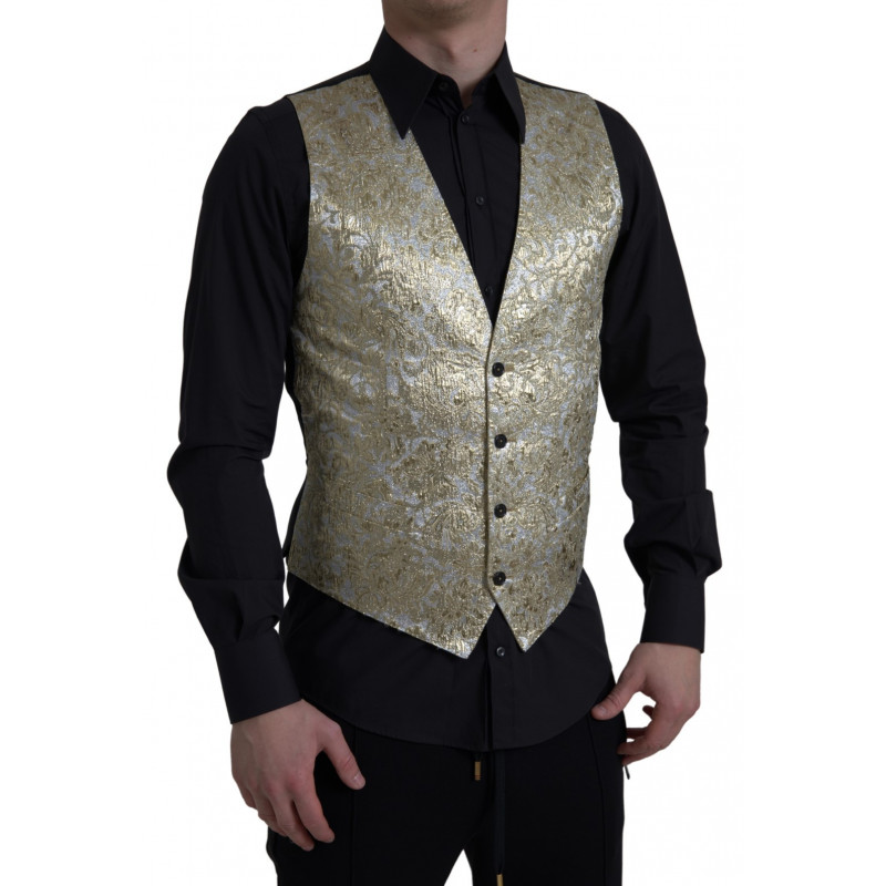 Gilet jacquard floreale Gilet formale dorato - IT48 - M