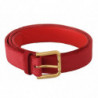 Cintura fibbia metallo inciso logo dorato velluto rosso - 85 CM / 3