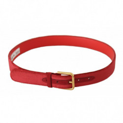 Cintura fibbia metallo inciso logo dorato velluto rosso - 85 CM / 3