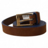 Cintura fibbia metallo dorato pelle marrone scuro blu - 90 CM / 36