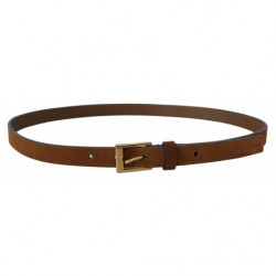 Cintura fibbia metallo dorato pelle marrone scuro blu - 90 CM / 36