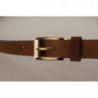 Cintura fibbia metallo dorato pelle marrone scuro blu - 90 CM / 36