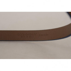 Cintura fibbia metallo dorato pelle marrone scuro blu - 90 CM / 36