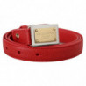 Cintura fibbia metallo inciso oro pelle rossa - 105 CM / 42 INCHES