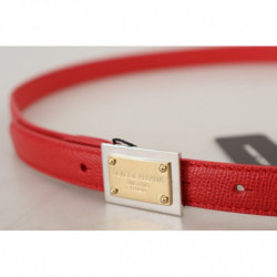 Cintura fibbia metallo inciso oro pelle rossa - 105 CM / 42 INCHES