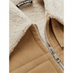 Giacca in pelle beige - L