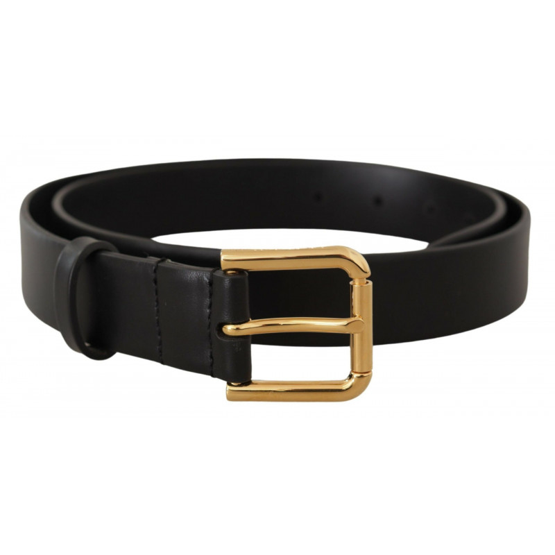 Fibbia logo metallo dorato pelle vitello nera marrone - 90 CM / 36