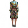 Abito con colletto Ascot a trapezio in seta multicolor - IT46-XL