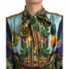 Abito con colletto Ascot a trapezio in seta multicolor - IT46-XL