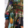Abito con colletto Ascot a trapezio in seta multicolor - IT46-XL