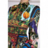 Abito con colletto Ascot a trapezio in seta multicolor - IT46-XL