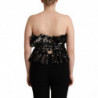 Top camicetta da cocktail senza spalline poliestere nero paillettes