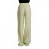 Pantaloni lunghi dritti a vita alta in cotone giallo verde - IT42-M