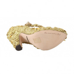 Décolleté Mary Janes in cristallo floreale dorato - EU36/US5.5