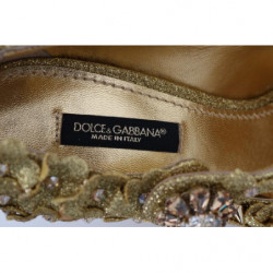 Décolleté Mary Janes in cristallo floreale dorato - EU36/US5.5