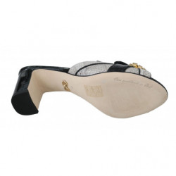Scarpe sandali con cristalli in pelle esotica grigia nera - EU37.5/US7