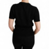Top maglione floreale dorato in cashmere nero - IT44-L
