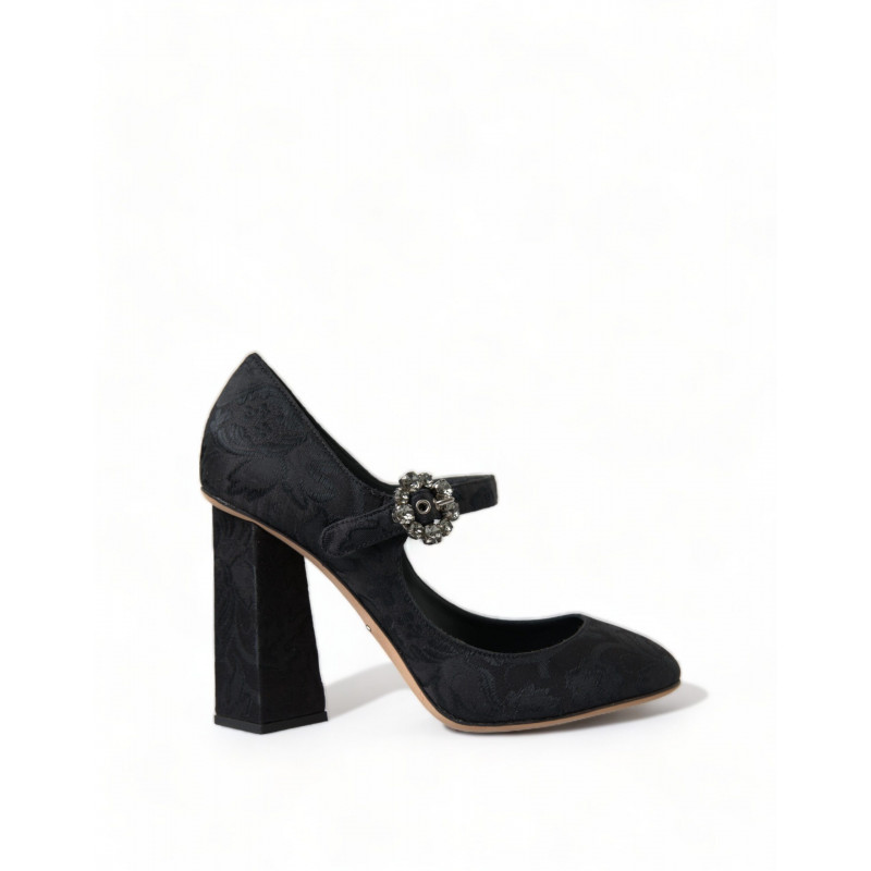 Scarpe décolleté Mary Jane con tacco in broccato nero - EU36.5/US6