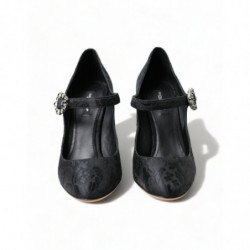 Scarpe décolleté Mary Jane con tacco in broccato nero - EU36.5/US6