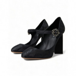 Scarpe décolleté Mary Jane con tacco in broccato nero - EU36.5/US6